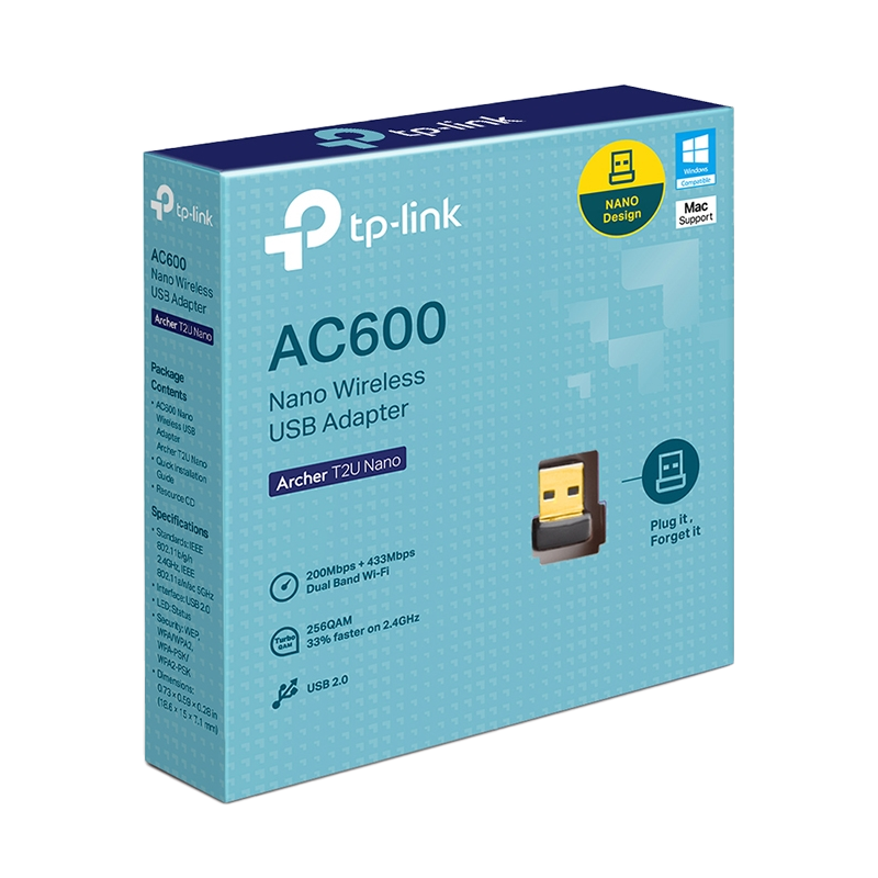 [TPL-T2U-NANO] TP-LINK ADAPTADOR WIFI USB AC600 ARCHER T2U NANO