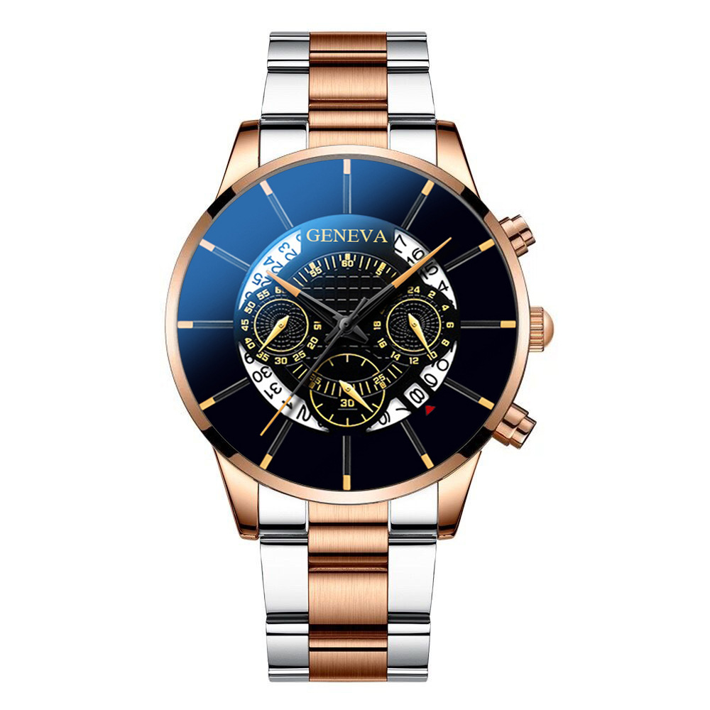 [GENEVA-015] RELOJ GENEVA PARA HOMBRE ROSA PLATEADO CON CORREAS DE ACERO