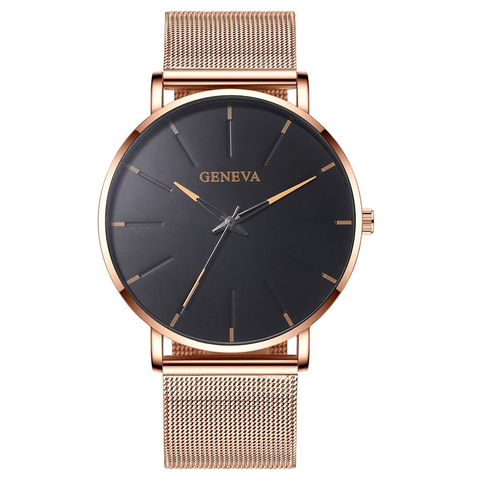 [GENEVA-08] RELOJ NEGRO CON CORREA ROSA  GINEVA 377