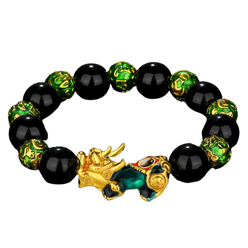 [OCHO-DIRECCIONES-V] Pulsera Pixiu [Tai Chi - Ocho Direcciones hacia la Riqueza - Verde] 14mm