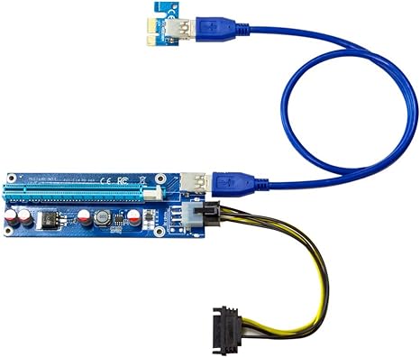 [MINERIA-BOARD] TARJETA VERTICAL PCIE ADAPTADOR DE  4 y 6 PINES 1X A 16X PARA MINERÍA GPU