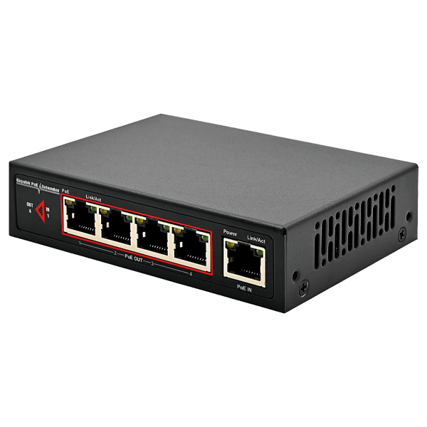 [POE-EX2005-4P-60W] POE-EX2005-4P-60W - EXTENSOR POE 60W CON SWITCH 4 PUERTOS POE  GIGABIT