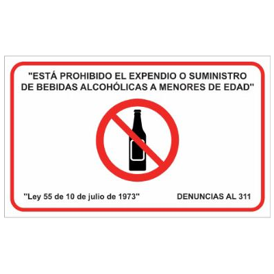 [SIGN-ALCOHOL] LETRERO PROHIBIDO EXPENDIO DE BEBIDAS ALCOHOLICAS