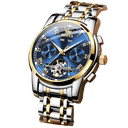 RELOJ OLEVS 6607 CORREA ACERO AZUL-DORADO