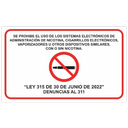 LETRERO PROHIBIDO VAPORIZADORES